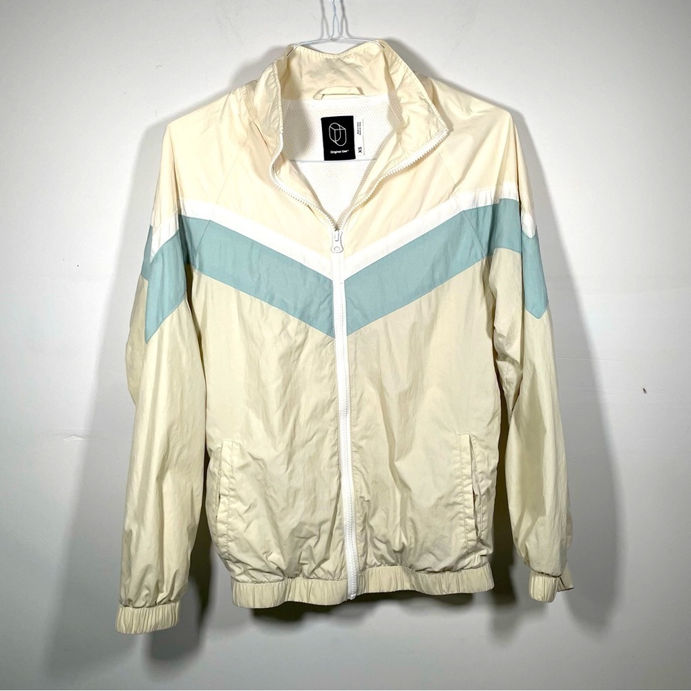 Original Use Jacket Retro Light Windbreaker Track Jacket White Blue Size XS